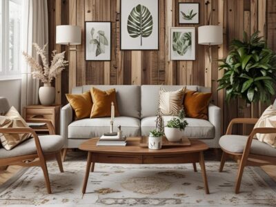 holz deko wand im wohnzimmer